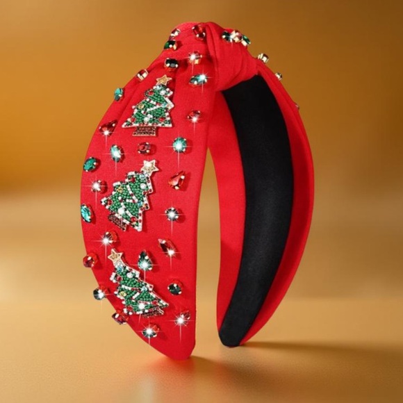 Christmas Headbands Festive Red Headband with Christmas Tree Embellishme… - Picture 12 of 16